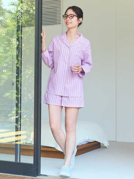 Женская пижама Uniqlo комплект рубашка и шорты 1159842882 (Розовый XXL)