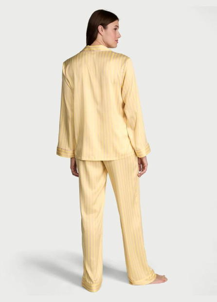 Женская сатиновая пижама Victoria's Secret рубашка и брюки 1159840526 (Желтый XS)