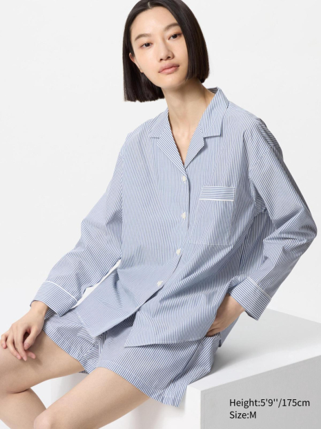 Жіноча піжама Uniqlo комплект сорочка та шорти 1159841602 (Синій XS)