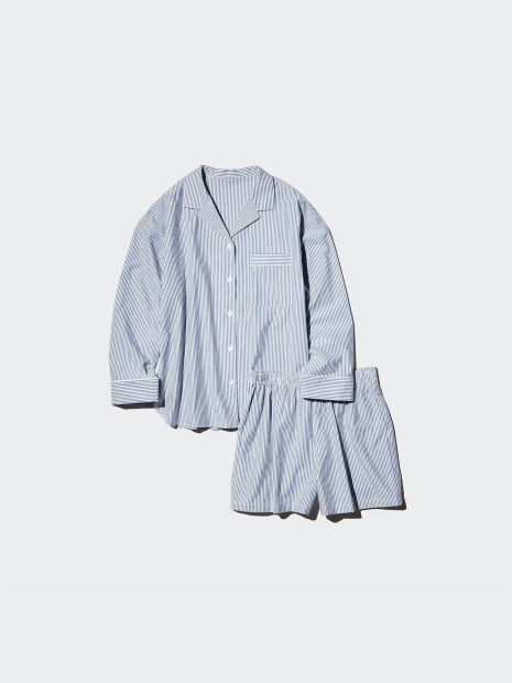 Жіноча піжама Uniqlo комплект сорочка та шорти 1159841603 (Синій XL)