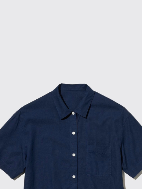 Жіноча піжама Uniqlo комплект сорочка та шорти 1159844044 (Синій XXL)