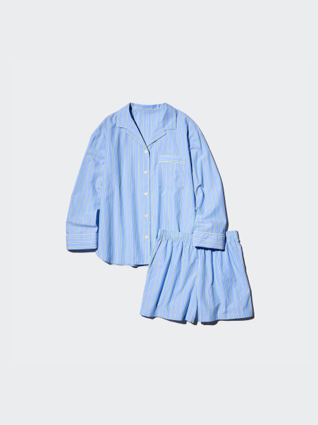 Женская пижама Uniqlo комплект рубашка и шорты 1159842994 (Голубой XL)