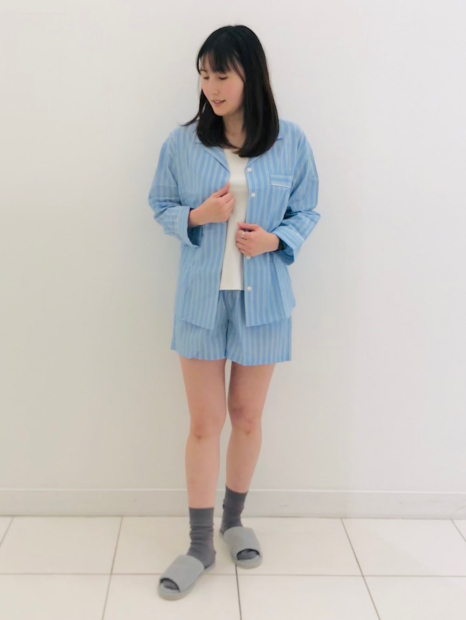 Женская пижама Uniqlo комплект рубашка и шорты 1159842994 (Голубой XL)