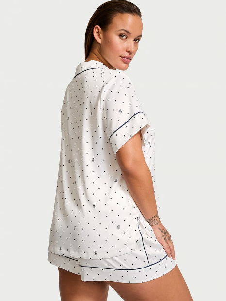 Сатинова піжама Victoria's Secret сорочка та шорти 1159843480 (Білий XXL)