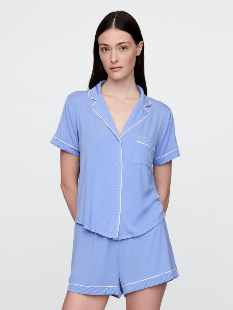 Домашній піжамний комплект Gap сорочка та шорти 1159845226 (Блакитний XXL)