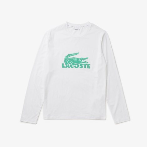 Чоловіча піжама Lacoste лонгслів та штани 1159845267 (Білий/Зелений XXL)