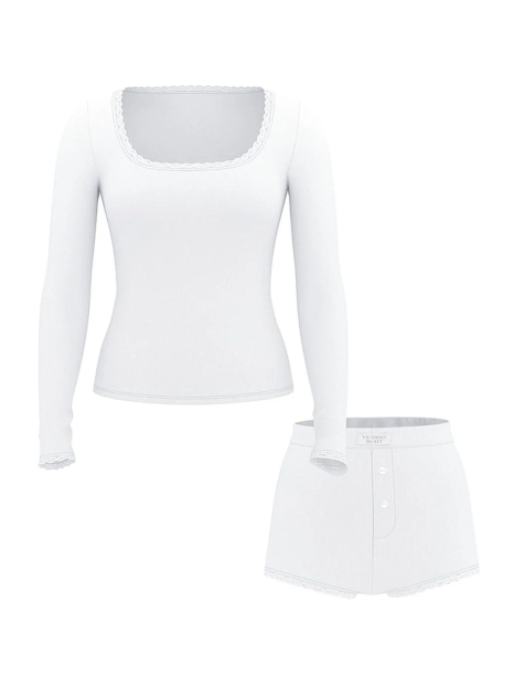 Женская пижама Victoria's Secret кофта и шорты 1159848931 (Белый M)