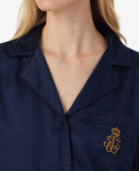 Жіноча сатинова піжама Ralph Lauren сорочка та штани 1159847278 (Синій XL)