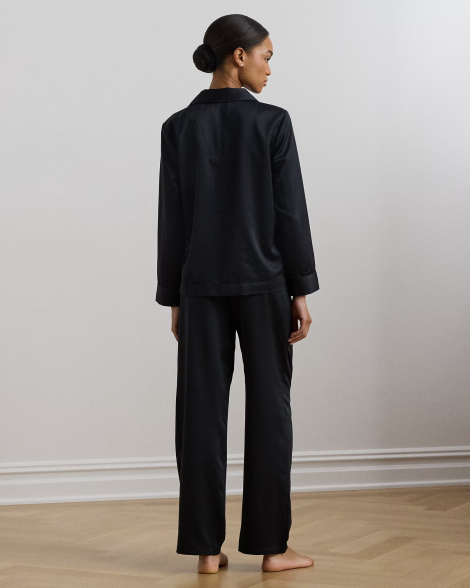 Жіноча сатинова піжама Ralph Lauren сорочка та штани 1159847747 (Чорний M)