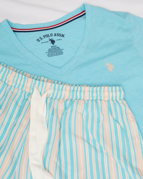 Женская пижама U.S. Polo Assn футболка и шорты 1159848116 (Голубой 2X)