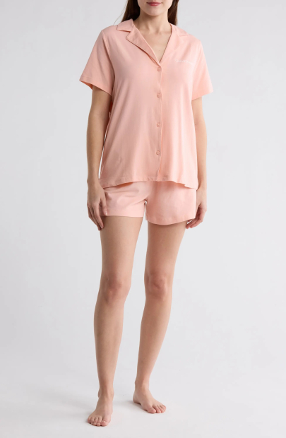 Женская пижама Calvin Klein рубашка и шорты 1159848260 (Розовый L)