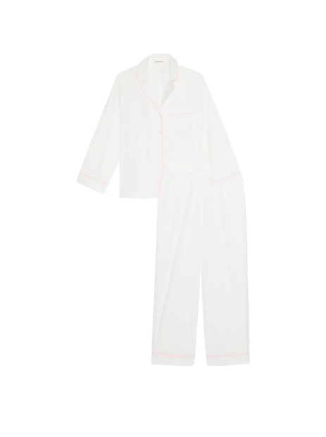 Женская хлопковая пижама Victoria's Secret рубашка и штаны 1159849786 (Белый XL)