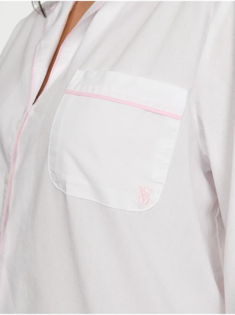 Женская хлопковая пижама Victoria's Secret рубашка и штаны 1159849786 (Белый XL)