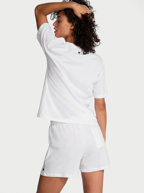 Женская хлопковая пижама Victoria's Secret футболка и шорты 1159849835 (Белый S)