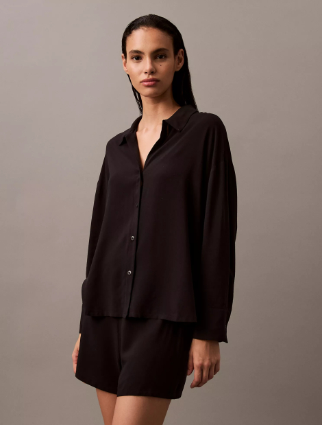 Женская пижама Calvin Klein рубашка и шорты 1159850222 (Черный XS)