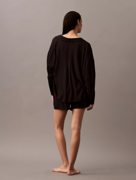 Женская пижама Calvin Klein рубашка и шорты 1159850222 (Черный XS)