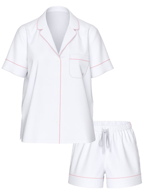 Домашний комплект пижамы Victoria’s Secret рубашка и шорты 1159850877 (Белый M)