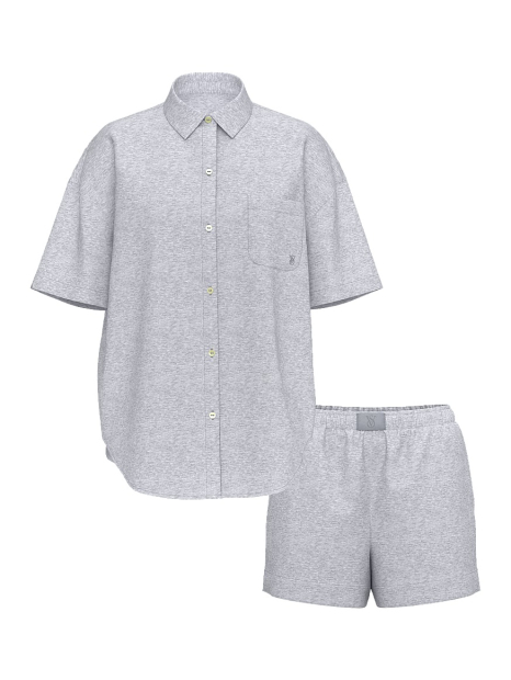 Домашній піжамний комплект Victoria's Secret сорочка та шорти 1159851343 (Сірий XS)