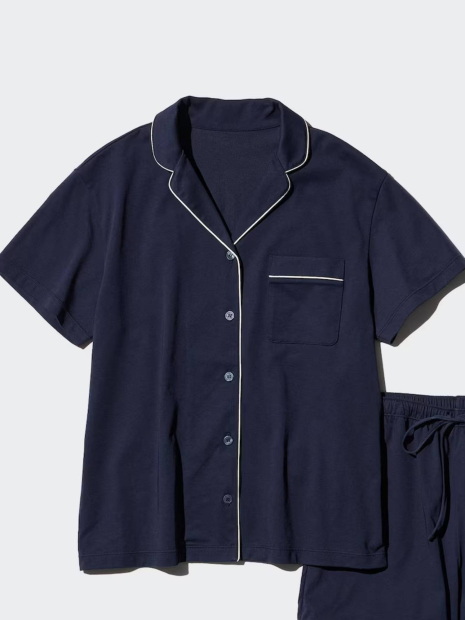 Женская пижама AIRism Uniqlo комплект рубашка и шорты 1159851918 (Синий XS)