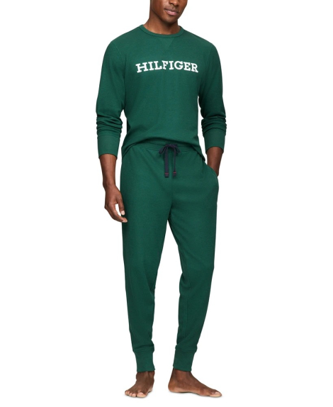Чоловічий домашній комплект Tommy Hilfiger лонгслів та джоггери 1159853427 (Зелений M)