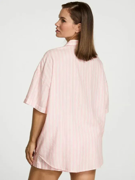 Домашній комплект піжами Victoria's Secret сорочка та шорти 1159854344 (Білий/Рожевий L)