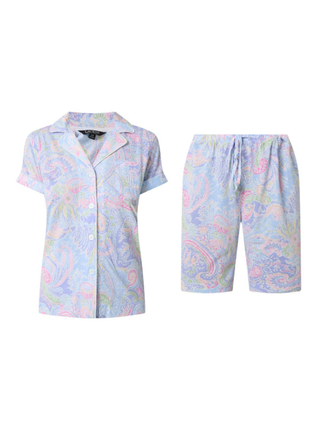 Жіноча піжама Lauren Ralph Lauren сорочка та шорти з принтом 1159855209 (Блакитний S)