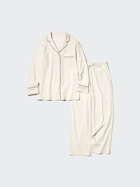 Піжама Uniqlo комплект сорочка та штани 1159855340 (Молочний XL)