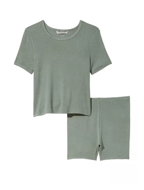 Пижама в рубчик Victoria’s Secret  футболка и шортики 1159855637 (Зеленый XS)