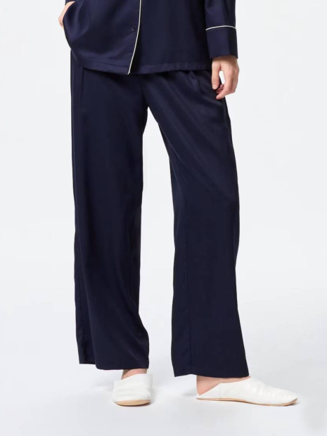 Сатинова піжама Uniqlo комплект сорочка та штани 1159855886 (Синій XXL)