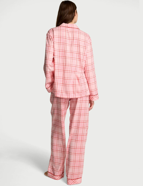 Фланелевая женская пижама Victoria's Secret рубашка и штаны 1159856403 (Розовый XL)