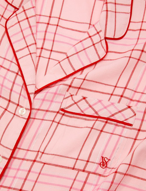 Фланелевая женская пижама Victoria's Secret рубашка и штаны 1159856403 (Розовый XL)