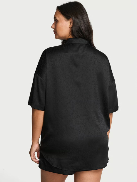 Сатиновая пижама Victoria’s Secret рубашка и шорты 1159857297 (Черный XS)