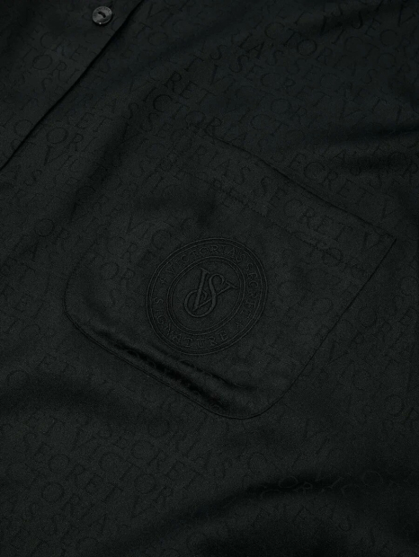 Жіноча сатинова піжама Victoria's Secret сорочка та штани 1159857449 (Чорний XS)