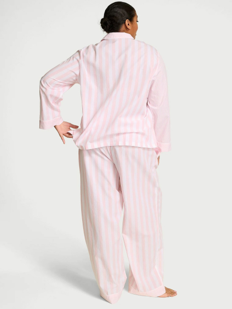 Жіноча бавовняна піжама Victoria's Secret сорочка та штани 1159858377 (Білий/Рожевий XS)