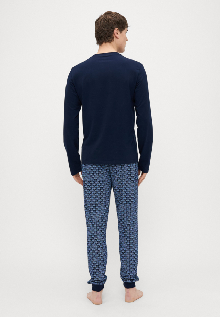 Мужская пижама Lacoste лонгслив и штаны 1159858708 (Синий/Голубой L)