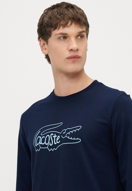 Мужская пижама Lacoste лонгслив и штаны 1159858708 (Синий/Голубой L)