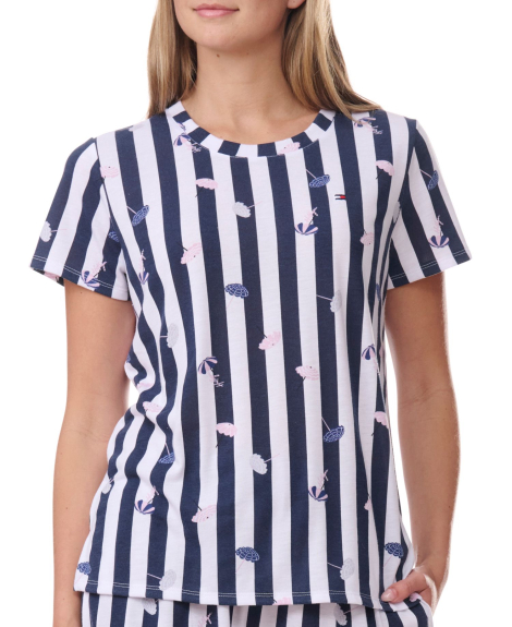 Жіноча піжама Tommy Hilfiger футболка та шорти 1159859098 (Синій/Білий S)