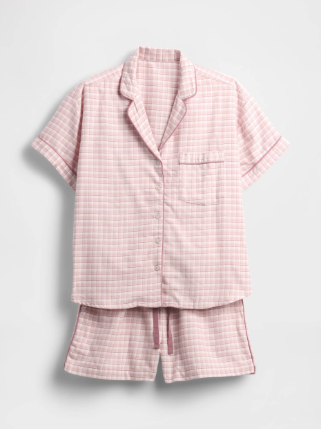 Фланелевая пижама Gap рубашка и шорты 1159859354 (Розовый L)