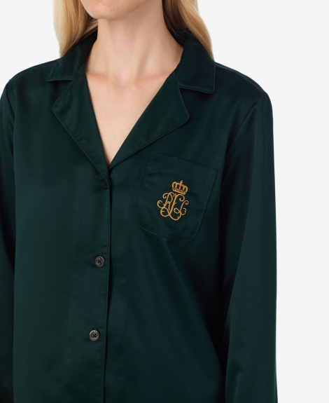 Жіноча сатинова піжама Ralph Lauren сорочка та штани 1159859708 (Зелений L)