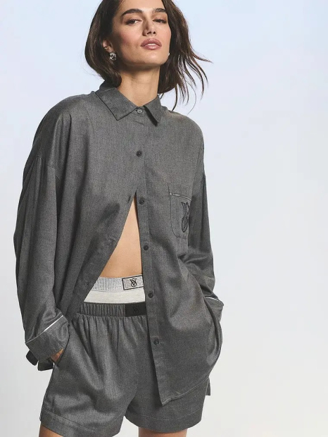 Женская пижама Victoria’s Secret рубашка и шорты 1159859898 (Серый S)