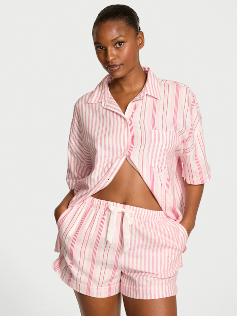 Женская пижама Victoria’s Secret рубашка и шорты 1159860090 (Розовый M)