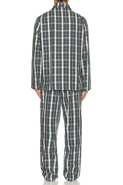 Лёгкая мужская пижама Lacoste рубашка и штаны 1159860442 (Синий/Зеленый S)