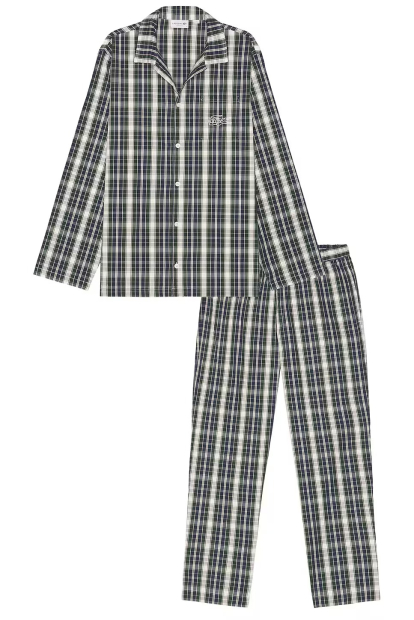 Лёгкая мужская пижама Lacoste рубашка и штаны 1159860442 (Синий/Зеленый S)