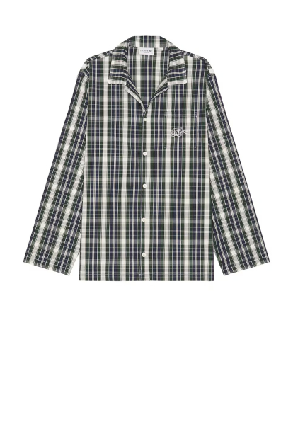 Лёгкая мужская пижама Lacoste рубашка и штаны 1159860442 (Синий/Зеленый S)