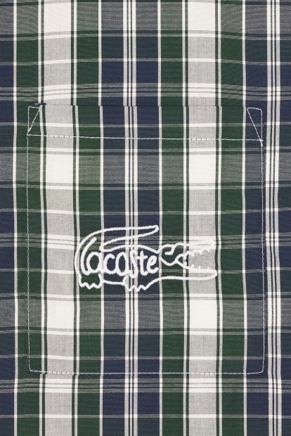 Лёгкая мужская пижама Lacoste рубашка и штаны 1159860442 (Синий/Зеленый S)