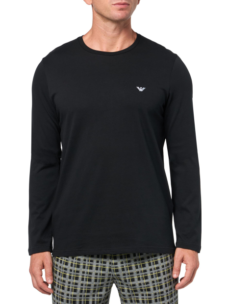 Чоловіча піжама Emporio Armani лонгслів та штани 1159862103 (Чорний/Сірий XL)