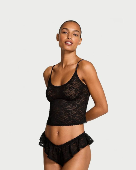 Кружевная пижама Victoria’s Secret майка-топ и короткие шорты 1159872791 (Черный L)