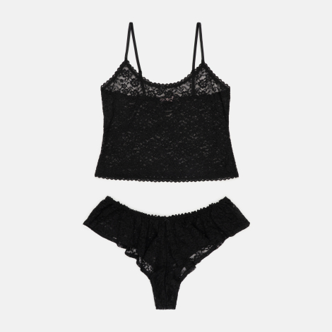 Кружевная пижама Victoria’s Secret майка-топ и короткие шорты 1159872791 (Черный L)