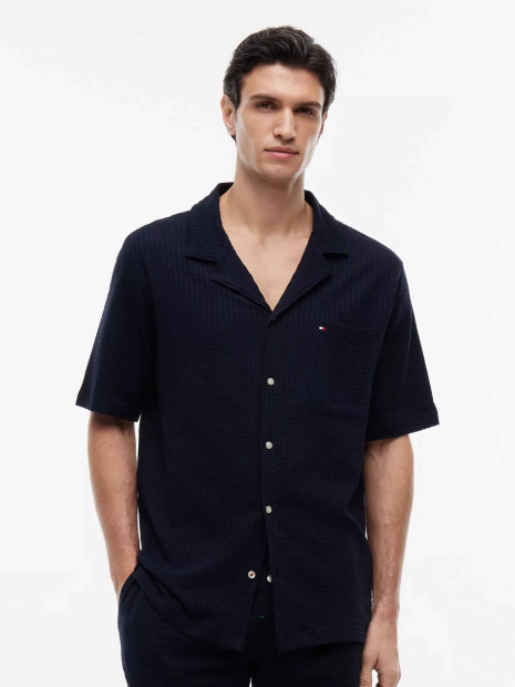 Мужская пижама Tommy Hilfiger рубашка с коротким рукавом и штаны 1161046757 (Синий M)