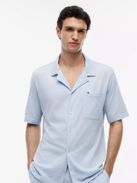 Мужская пижама Tommy Hilfiger рубашка с коротким рукавом и шорты 1161085688 (Голубой M)